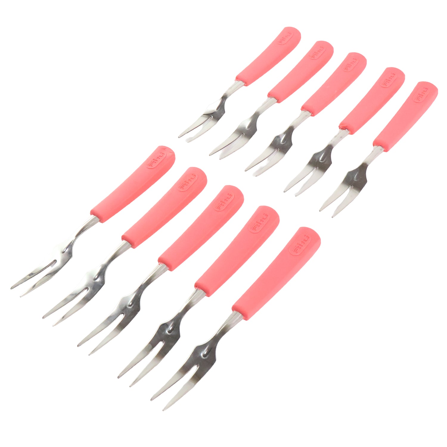 Premium Stainless Steel Fruit Fork Set  10 Pieces With Soft Non-slip Handle